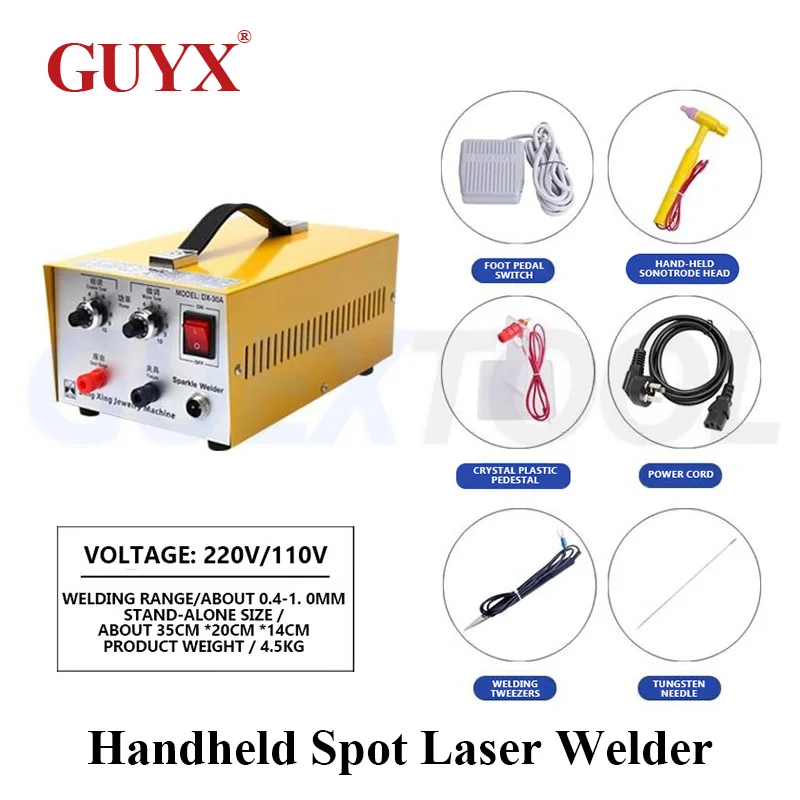 Saldatore a punti laser portatile,Saldatore a punti a scintilla a pulso,Macchina di saldatura a pulso,Strumento di saldatura interfaccia braccialetto a bobina di gioielli,Per la riparazione di gioielli / artigianato /