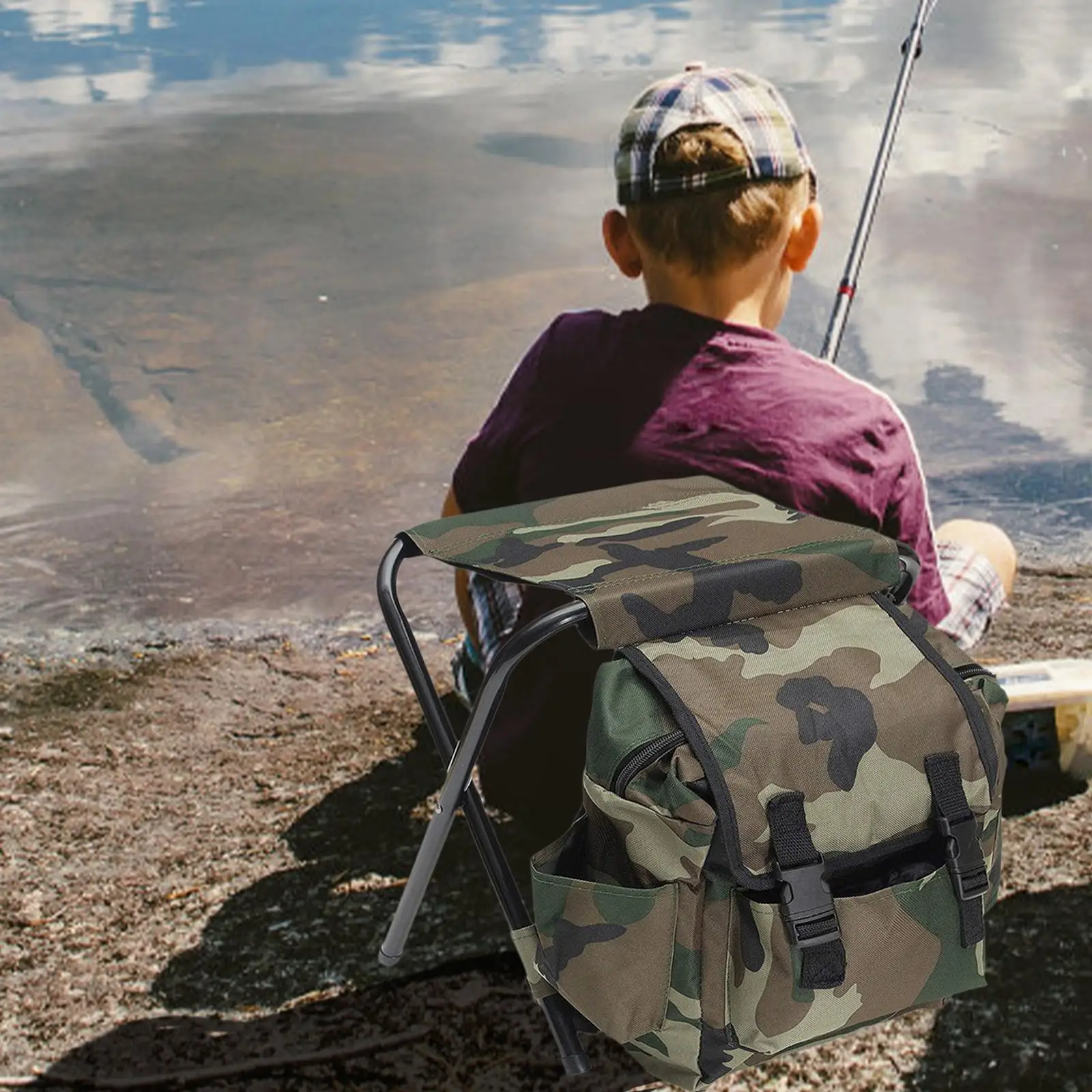 

Fishing Chair with Bag Foldable Stool Seat Chair for Patio Hiking Picnic