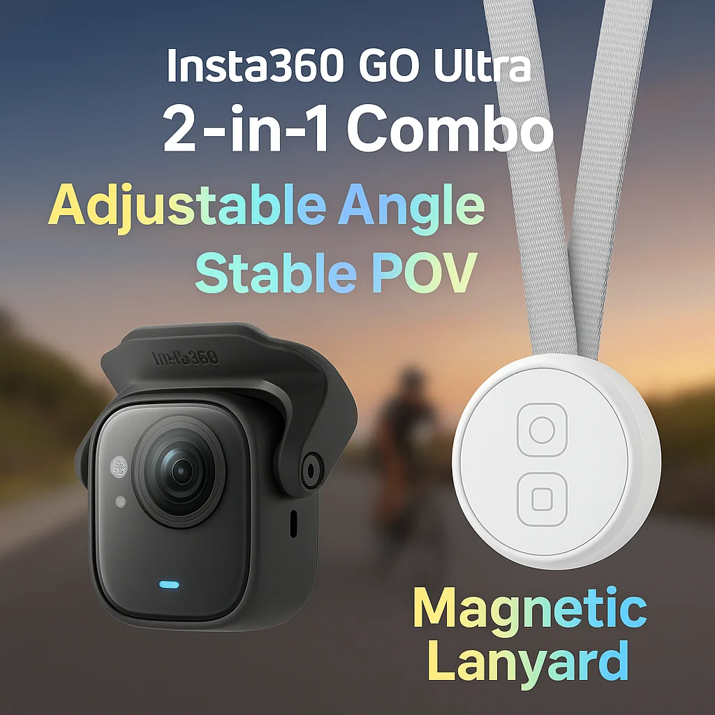 Magnetic Lanyard Combo for Insta360 GO Ultra | Adjustable Angle Frame + Chest Strap | Hands-Free Vlog Accessory