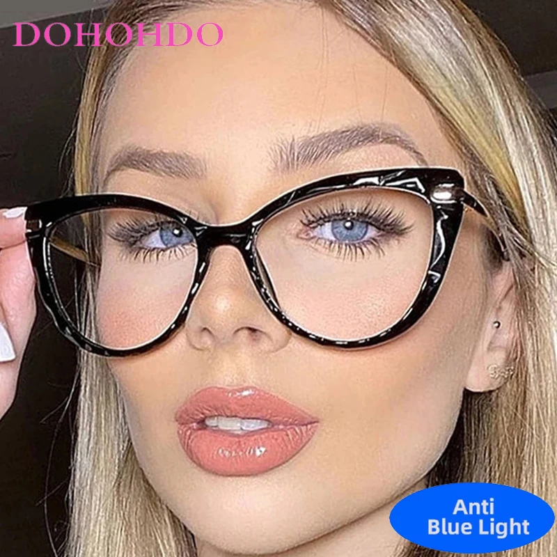 

Модные брендовые дизайнерские очки TR90 Big Cat Eye с защитой от синего света для женщин и мужчин, оптические очки для компьютера, Lentes Очки