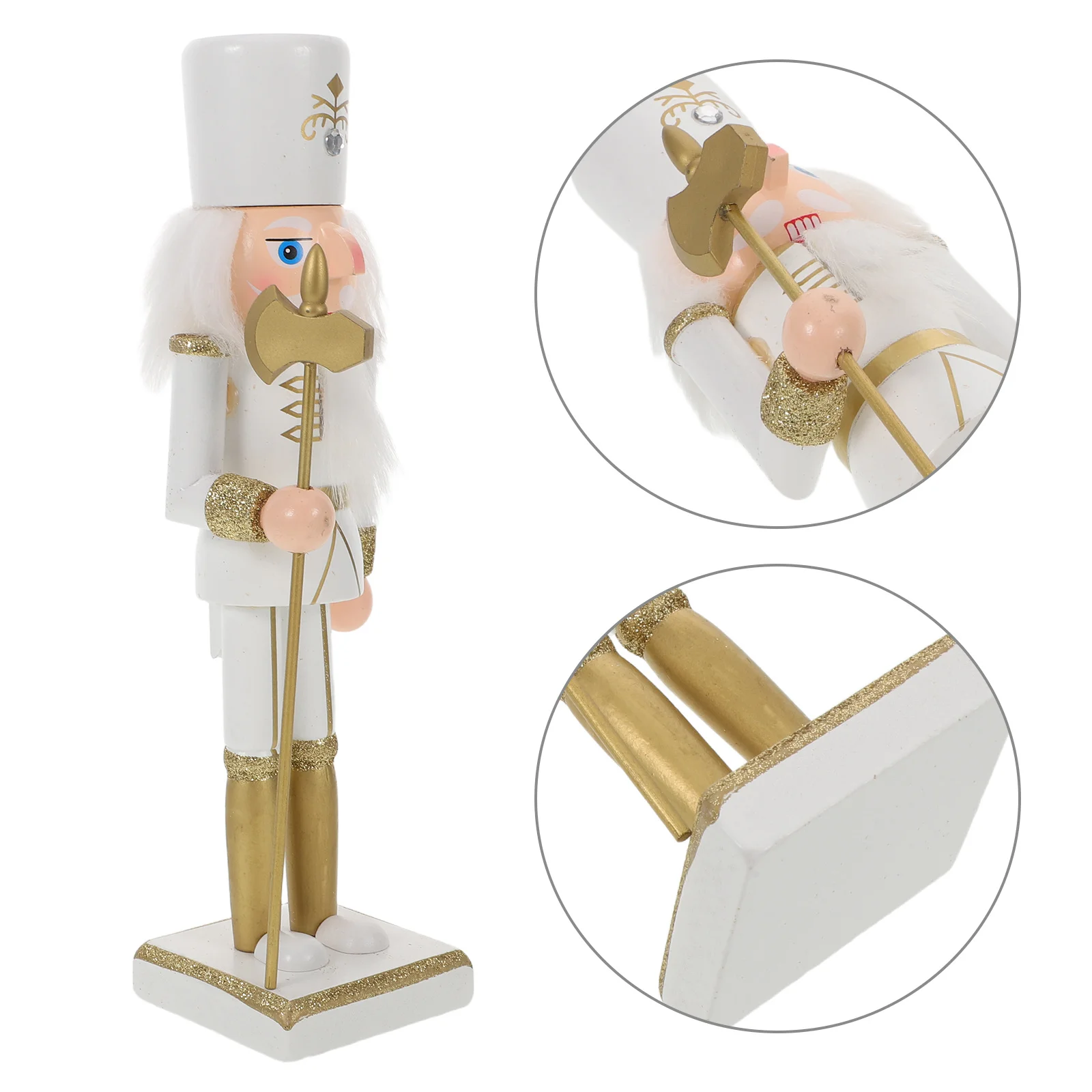 

25Cm Nutcracker Statue Rustic Wood Craft Holiday Decoration for Living Room Study Fireplace Table Top Xmas Party Decorative