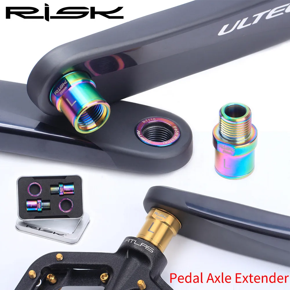 RISK 1 Pair 16mm/20mm Bicycle Pedal Axle Extenders Bolts Spacers Titanium Ti Alloy Pedal Axle Bolts For MTB Road Bike Pedals
