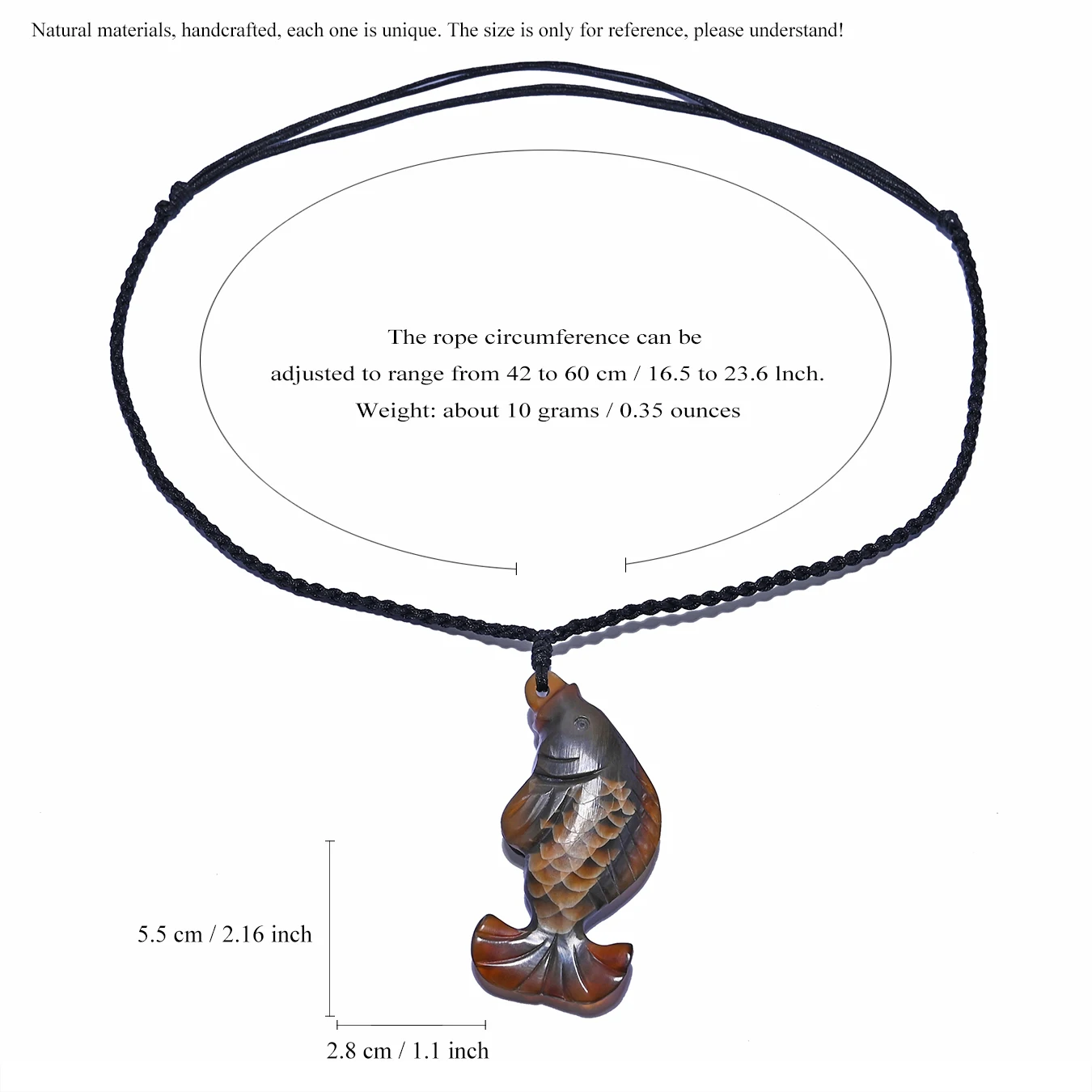 1PC Handmade Carved Natural Yak Horn The Fish Pendant  Necklace Fashion Jewelry Tibet Handmade Jewelry
