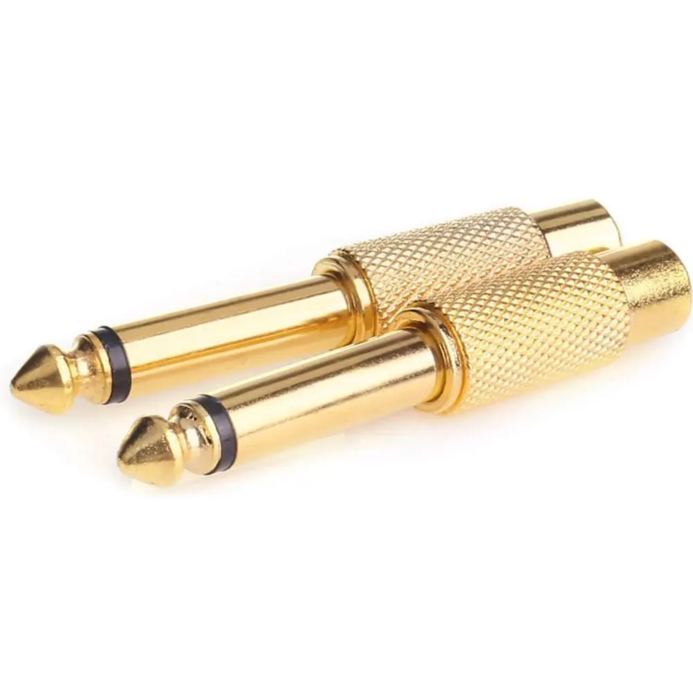 6.35mm Jack Plug Adapter Guitar Amplifier Microphone Mic Amp Gold Plated Famale 3.5mm to Male 6.35mm 1/4 Inch Connector Plug