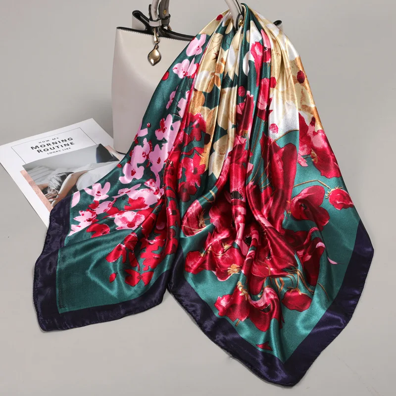 New Fashionable Women Silk Scarf Versatile Outdoor Wrap With Bold Pattern And Large Sized Scarf