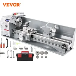 VEVOR Mini Metal Lathe Machine Metal Mini Lathe 750W  220 X 750MM Infinitely Variable Speed LED for Counter Face Turning