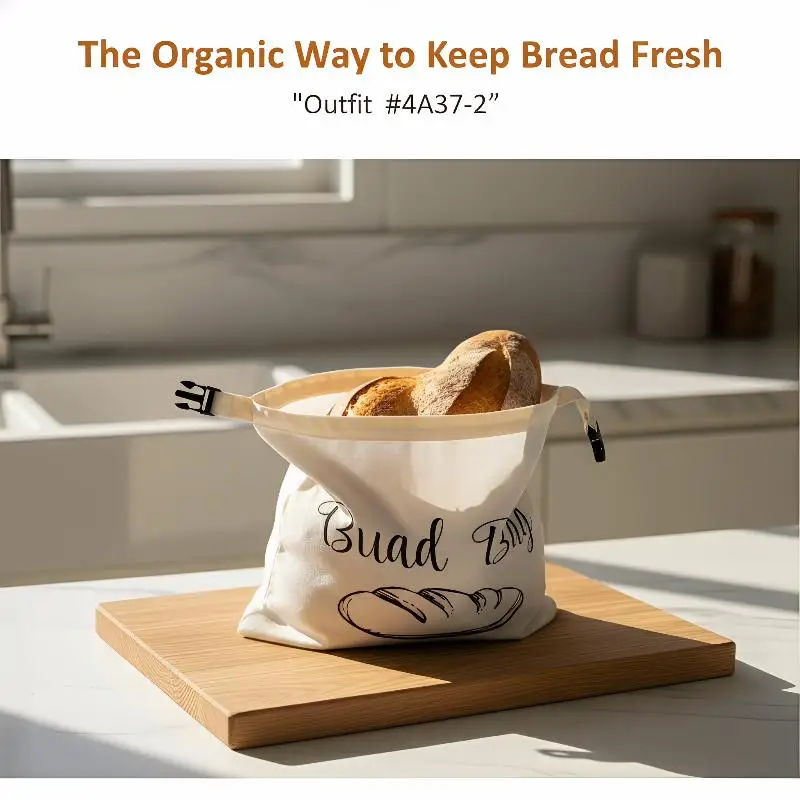 Reusable Bakery Bread Storage Bags For Kitchen Freezer Dining Room Beeswax Bread Bag With Snap Buckle Dough Preservation Pouch