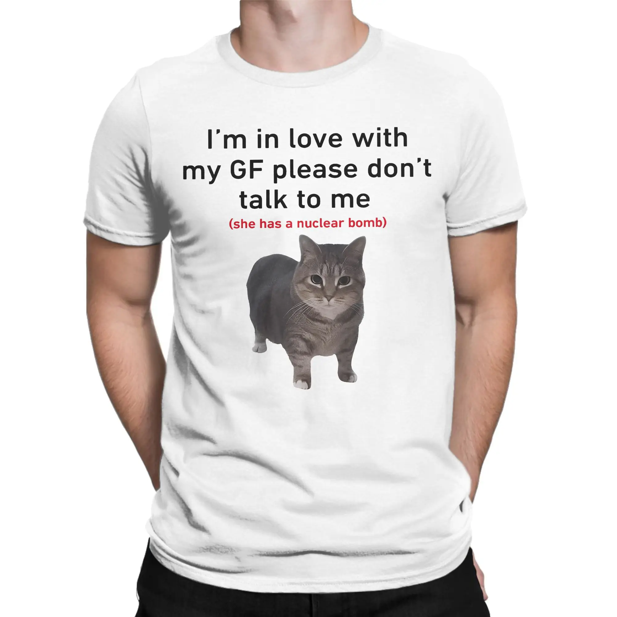 المتضخم تي شيرت الشاطئ أنا في الحب بلدي GF مضحك القط الهبي تي شيرت القطن تي شيرت للذكور Y2K ملابس كاجوال