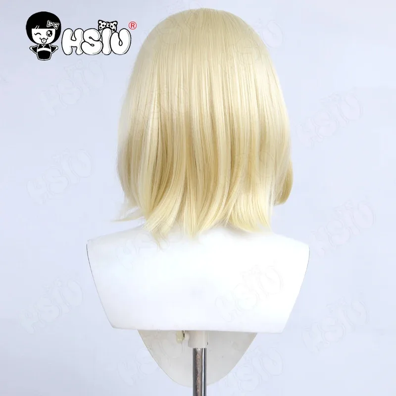 Peluca de Cosplay Yuri Plisetsky, peluca sintética resistente al calor de pelo corto Beige HSIU + gorro de peluca Anime YURI!!! en la peluca cosplay de ICE Yurio