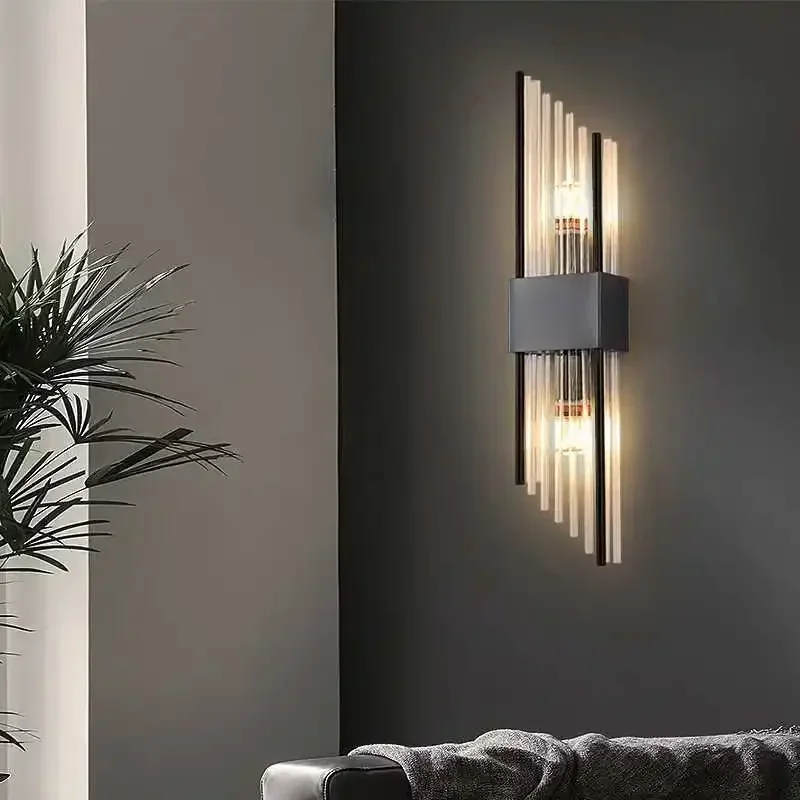 Modern Simple Crystal Wall Lamp Nordic Creative Luxury Living Room Background Wall Decoration Bedroom Head Bed Light Fixture