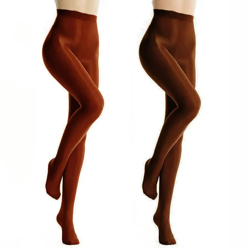 40D Coffee/Brown S M L XL Yoga Practice Pantyhose Women Thicken Shimmery Stretch Wrap Feet Silk Shaping Stockings Tights Legging