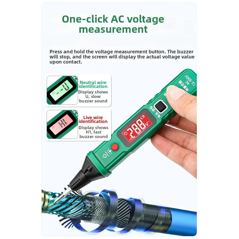 For AC DC Voltage Tester Pen with Non-ContFor ACt Sensing Technology LED Readout and Breakpoint Leakage Detection Capability