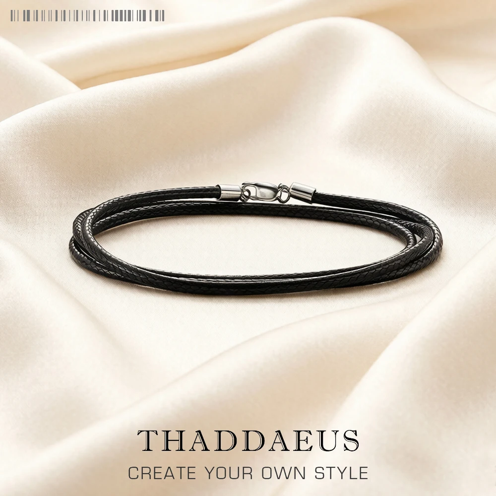 Wax Rope Black Ribbon Necklace Brand New Strand Fashion Jewelry Europe Style 925 Sterling Silver Gift For Men Women