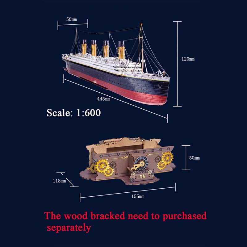 DIY 3D Metal Puzzle Titanic Ship Model Building Kits Handmade Boat Jigsaw Puzzles with USD Lights for Friends Birthday Gifts