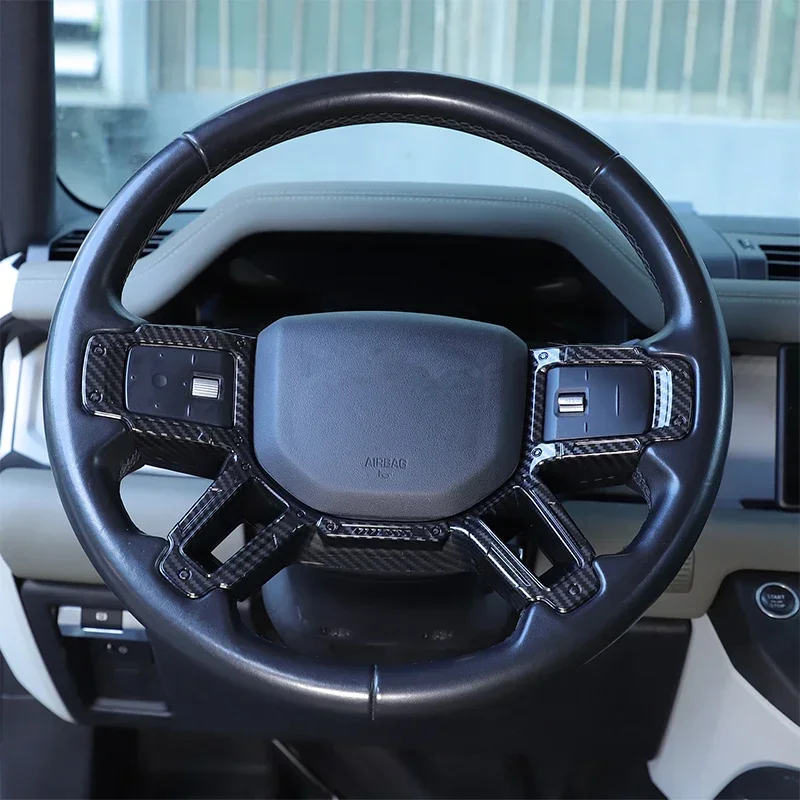 لاند روفر ديفندر 90 110 130 2020-2025 ABS ألياف الكربون عجلة توجيه سيارة غطاء إطاري الكسوة اكسسوارات السيارات الداخلية