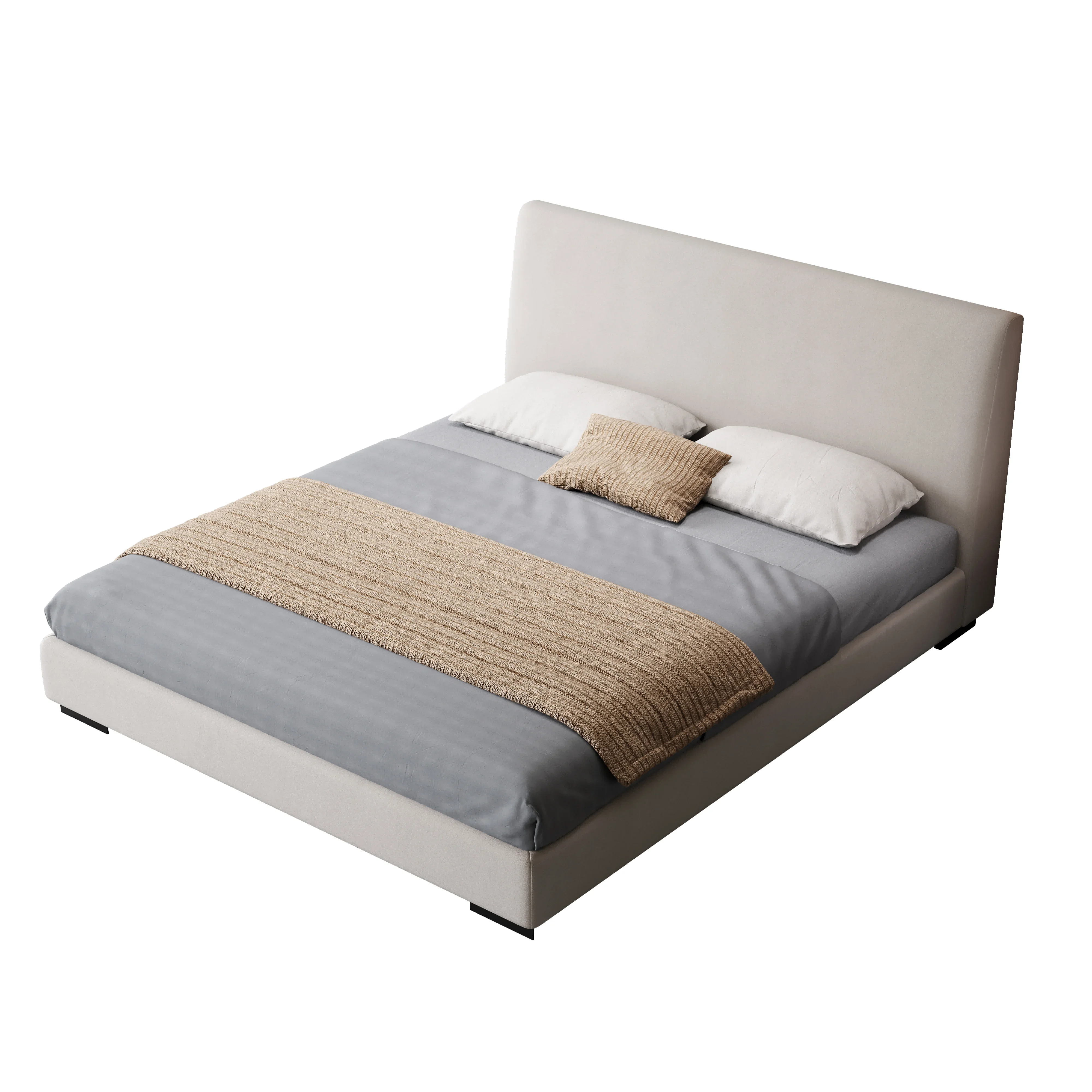 

for Custom Queen Size Up-holstered Beds Storage Hotel Apartment Platform Headboard Bed With Night Table