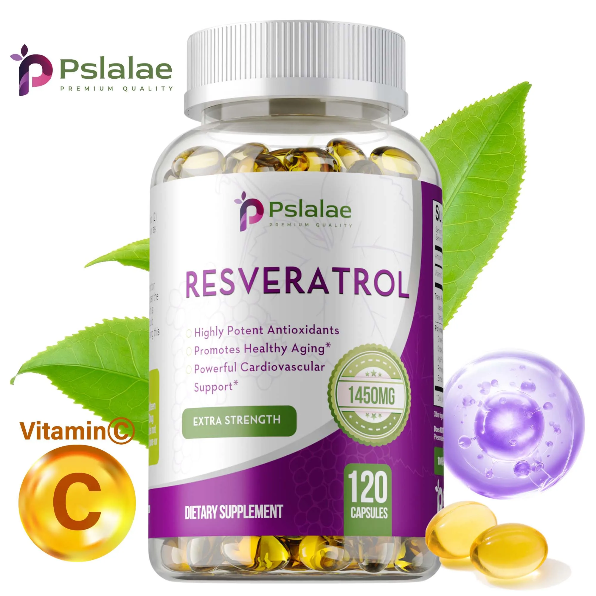 

Resveratrol Extract - Antioxidant, Anti Aging, Support Cellular Energy & Repair, Vitality, Promotes Skin Radiance, Smooth Skin
