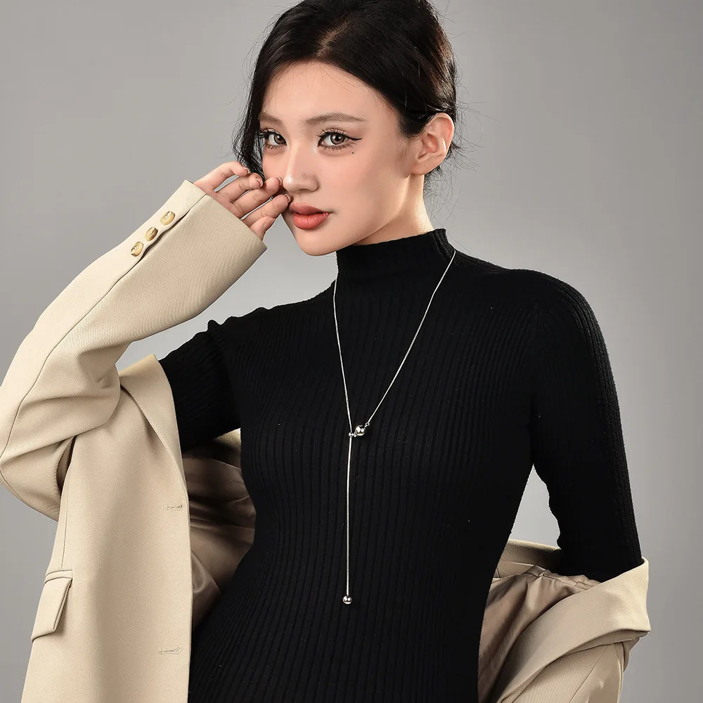 Легкая роскошная, модная и элитная цепочка для свитера, длинное ожерелье с геометрическим рисунком и магнитной тягой для женщин осенью и зимой.