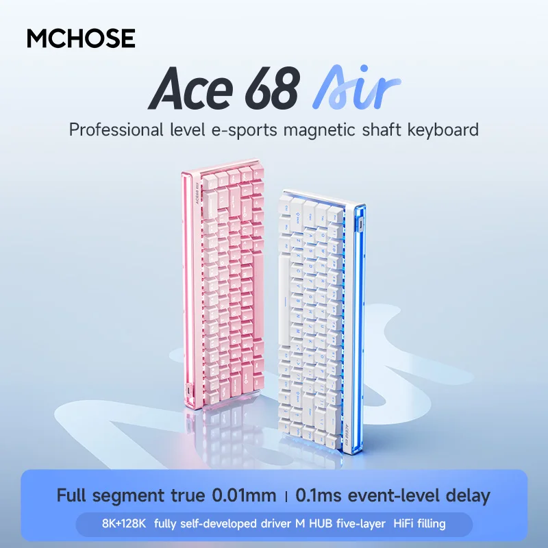 

MCHOSE Ace 68 Air Magnetic Axis Mechanical Keyboard Wired Low Latency Customized HotSwap GASKET RGB 8KHz 0.1MS RT 0.01mm E-sport
