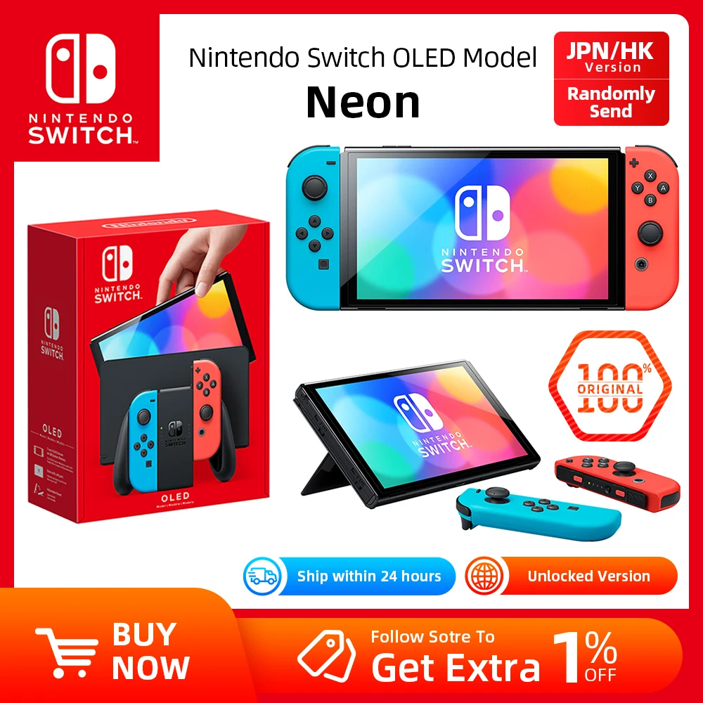 Original Nintendo Switch OLED Model 7inch OLED Screen White set Blue and Red set Video Game Consoles 64GB Internal Storage