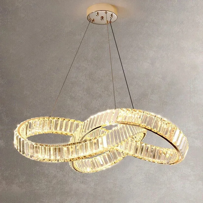 

Modern Luxury Crystal Led Chandelier Irregular Gold Ceiling Chandelier Living Room Bedroom Dining Room Pendant lamp Ring Design