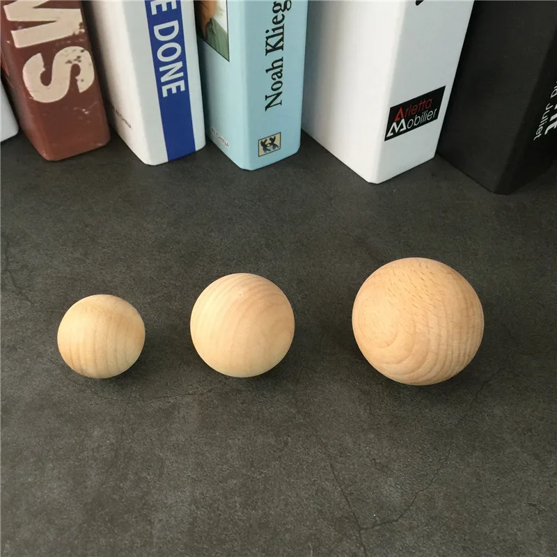 5-8cm Natural Color Ball Round Wooden Beads Eco-Friendly Lead-Free No Hole Wood Painted/Stamped DIY Ball Jewelry Carving Beads