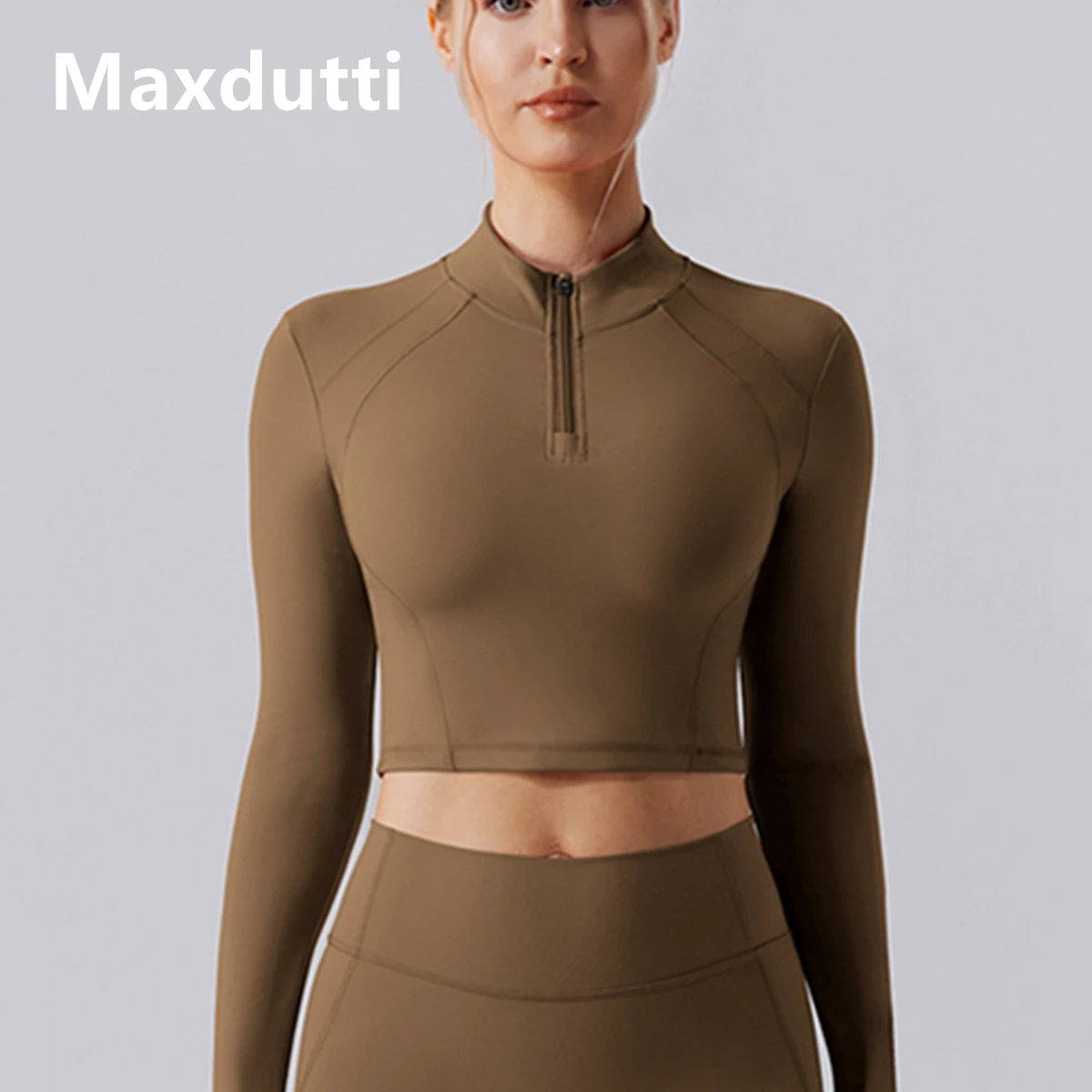 

Maxdutti Women's Zip Tight Long Sleeve Yoga Top Quick-dry Running Sports Top For Fitness T-shirt Woman Clothes Female 2026