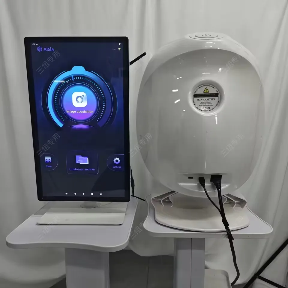 Aisia Q2 8 Technologie d'imagerie spectrale Détecteur d'analyse de la peau du visage 3D 48 millions de pixels 180 °   Machine de capture complète automatique