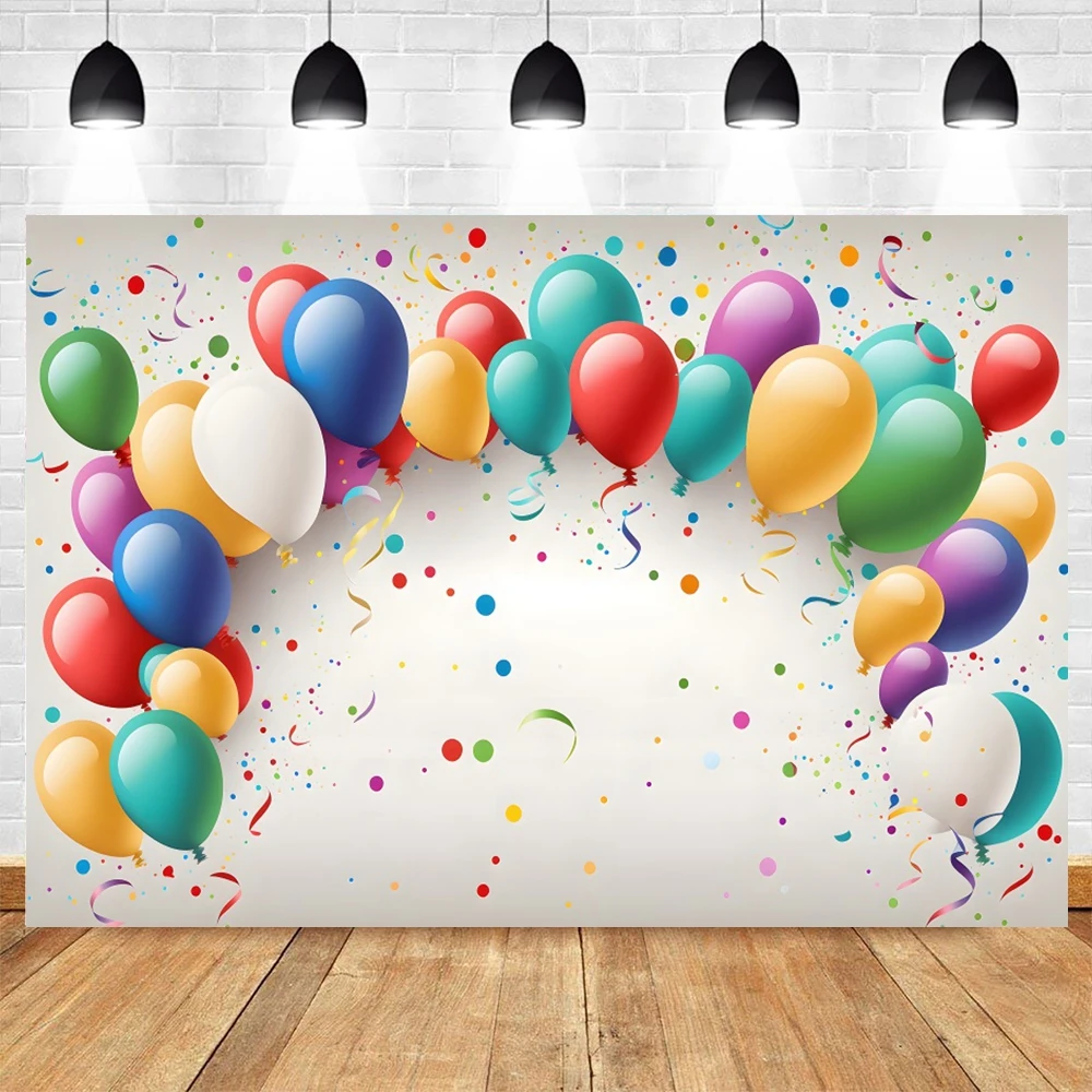 Happy Birthday Party Backdrop Balloons Newborn Baby Shower Custom Photography Background Decor Banner Poster Photostudio Props