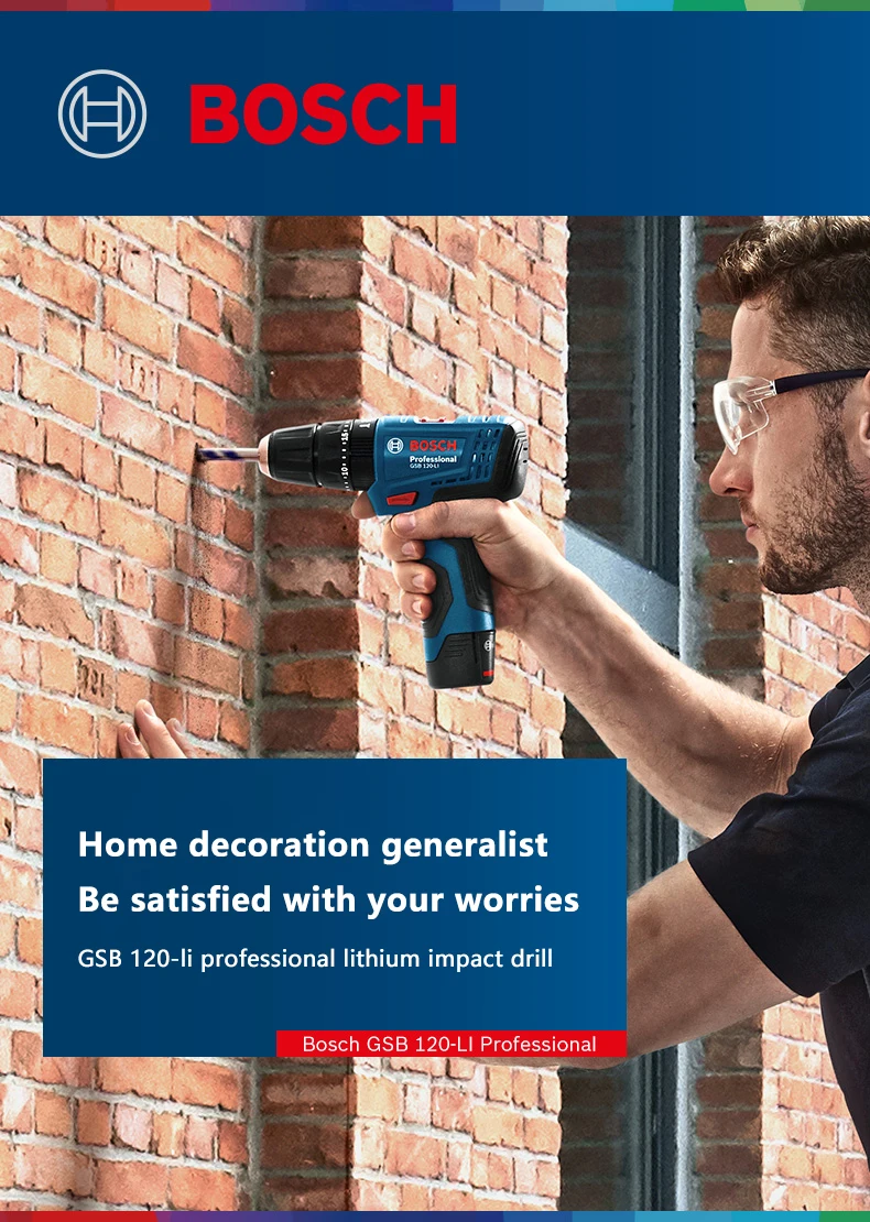 BOSCH GSR 120-LI Cordless Compact Drill Driver 12V Electric Screwdriver Lithium Battery Power Tools 1500RPM 30NM