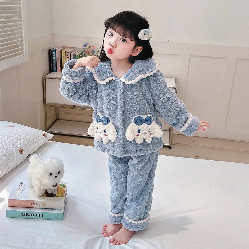 2 قطعة مجموعة بيجامات الأطفال الخريف الشتاء سانريو كورومي سينامورول 2025 جديد عصري أنيمي الطفل سترة ملابس المنزل