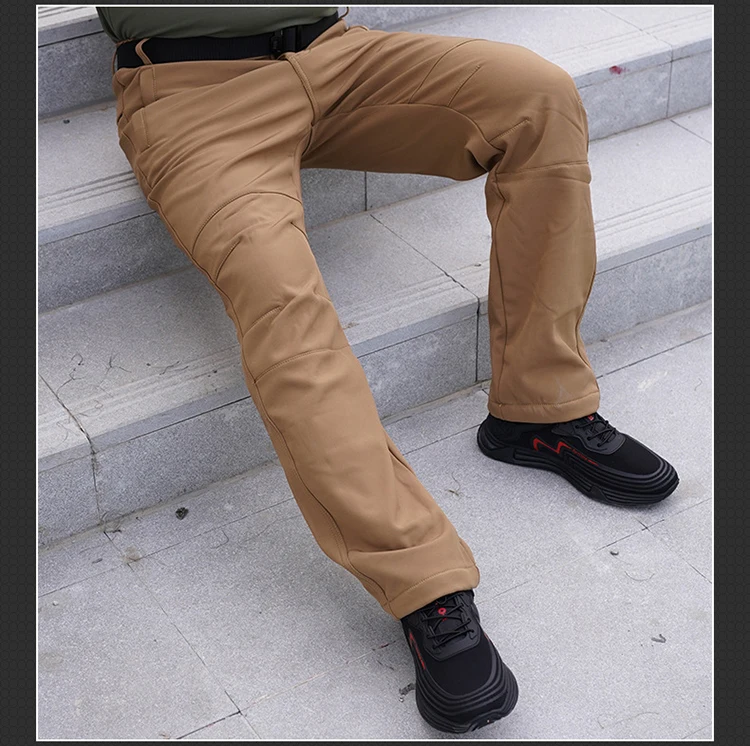 TRVLWEGO Dicke, warme Fleece-Wanderhose für Herren, Winter, winddicht, für den Außenbereich, Softshell, Regen, Trekking, Camping, Skihose – Detail 10