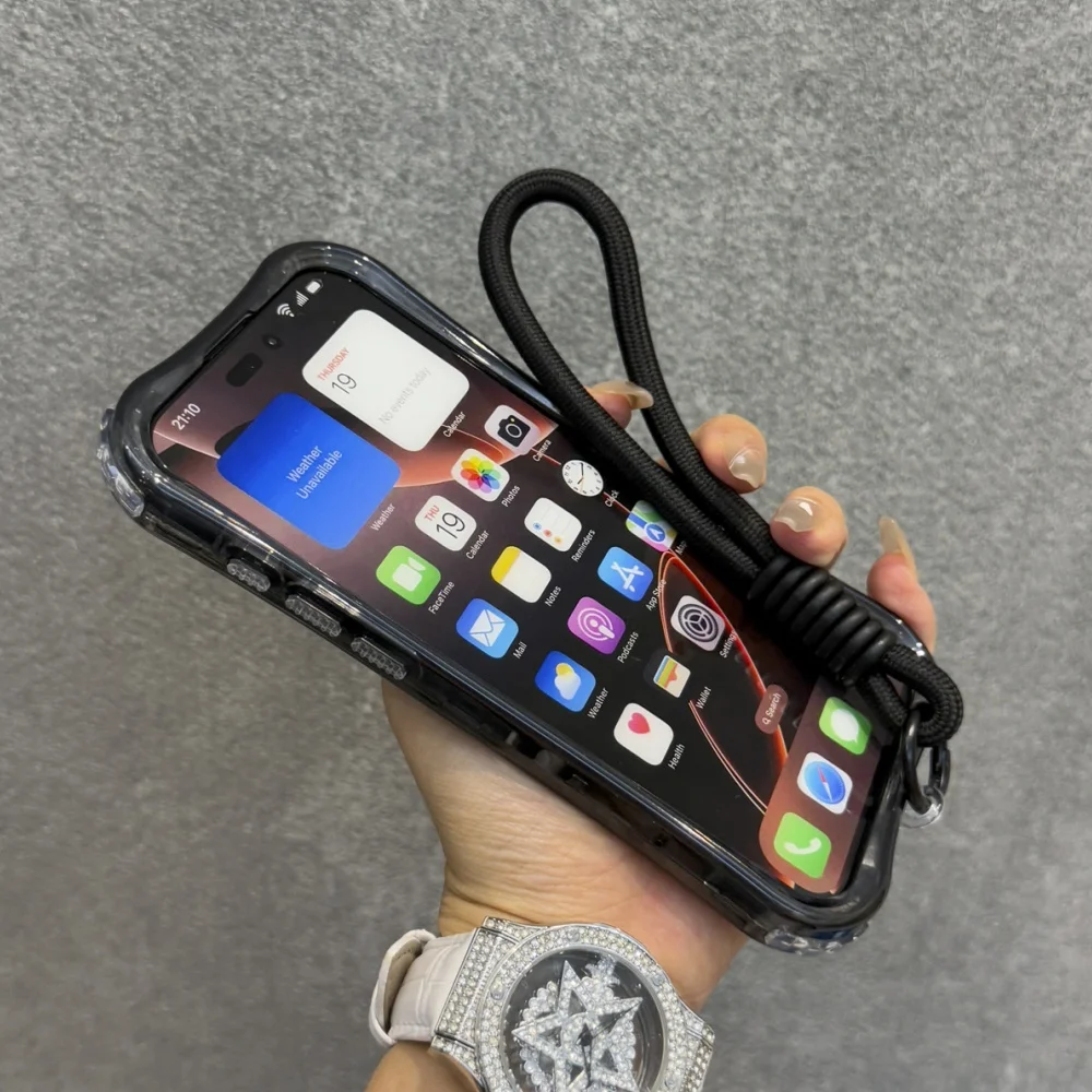 حزام المعصم الحبل درع مقاوم للصدمات ل Magsafe المغناطيسي آيفون 12 13 14 15 16 برو ماكس شحن لاسلكي غطاء شفاف