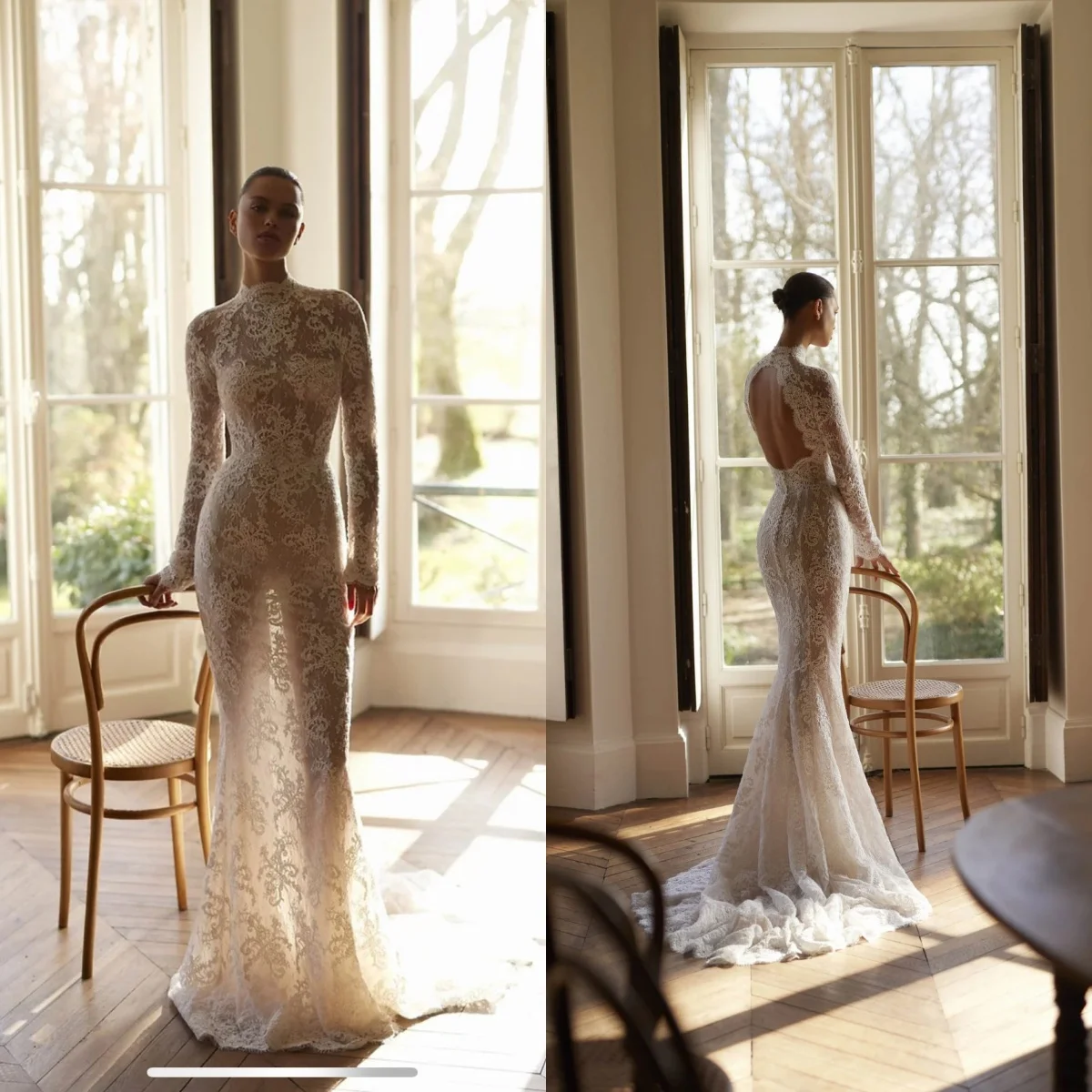 Custom 2026 Ivory Elegant Jumpsuit Wedding Dress Round Neck Long Sleeved Lace Sticker Flower Dew Back Button Vestido De Novia