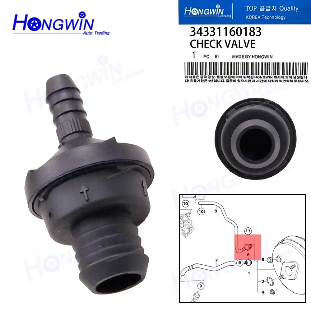 PCV 34331160183 1160183 Check Valve For BMW 323is iC E36 325iC 328i M3 B30 B32 E46 325Xi 330Ci Z3 Z4 E85 325ti Brake Booster