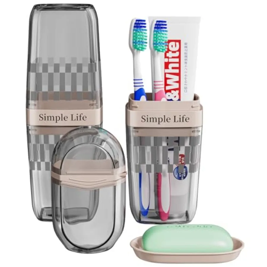 Travel Soap Case Container, Portable Toothbrush Travel Case Dish Tray, 7.88 Inch Toothpaste Traveling Toothbrush Holder Set wit