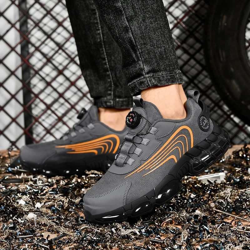 أحذية حماية العمال للرجال مضادة للتحطيم ومضادة للثقب وخفيفة الوزن ونعل ناعم قابلة للتنفس وعازلة للعمل للفصول الأربعة