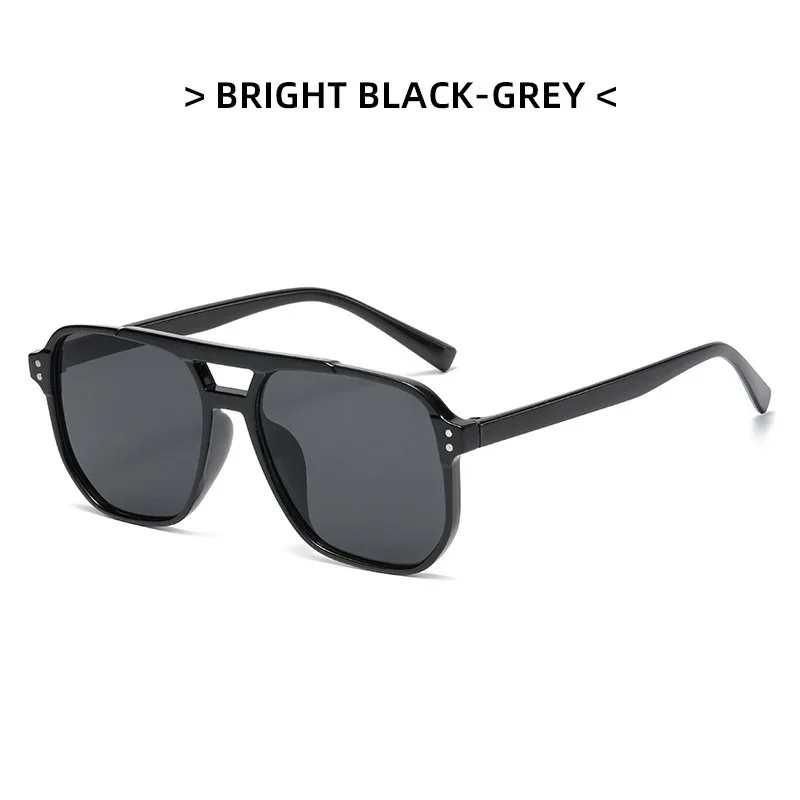 

New retro double beam sunglasses, fashionable and simple large frame sunshade sunglasses, ins personalized ocean lens glasses