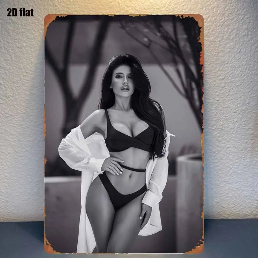 1 Stück Vintage Metall Blechschild Sexy Girl Wandkunst, Retro-Dekoration für Schlafzimmer Garage Bar Garten Außenbereich
