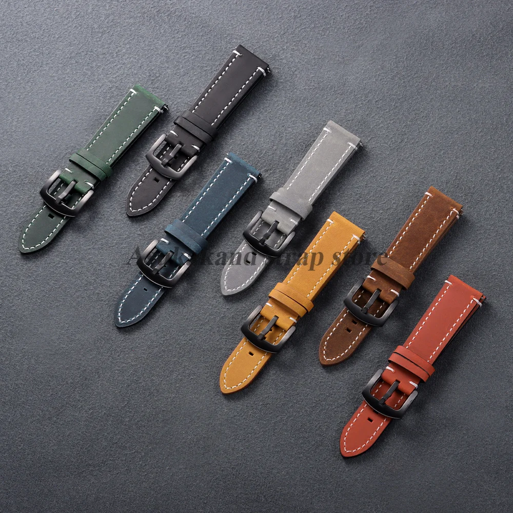 18mm 20mm 22mm 19mm 21mm 24mm Vintage Leather Strap Quick Release For Seiko Watch Band Men Women Universal Bracelet Accessories