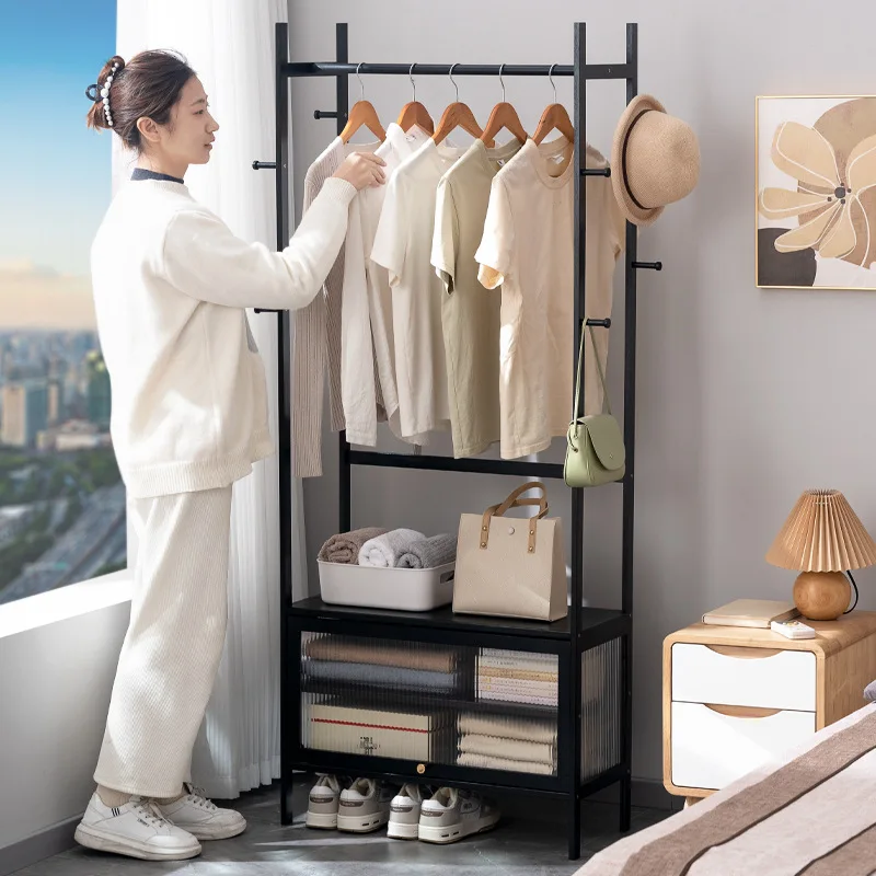 Hanging hanger floor-to-ceiling bedroom bedside clothes storage artifact simple coat rack rack dormitory rental house