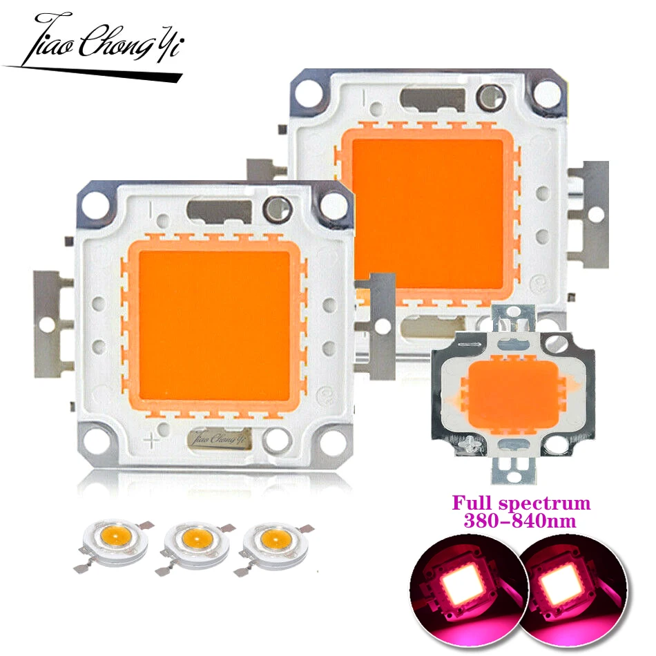 High Power LED Chip 3W 5W 10W 20W 30W 50W 100W Full Spectrum 380-840nm 12V/36V DIY Grow Light For Vegetable Fruit Plant