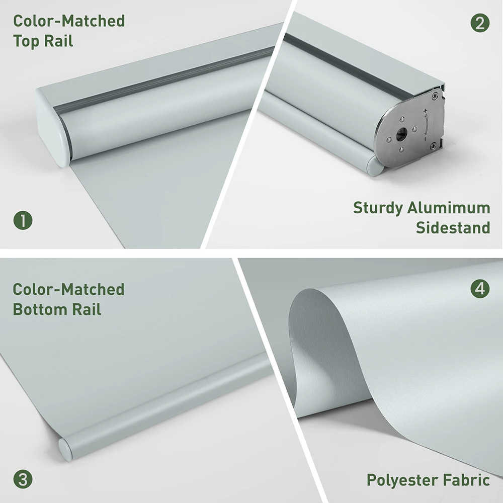 Pocageum Custom Size Blackout Roller Blinds Thermal Insulated Privacy Window Shades for Home Bedroom Office Living Room Kitchen
