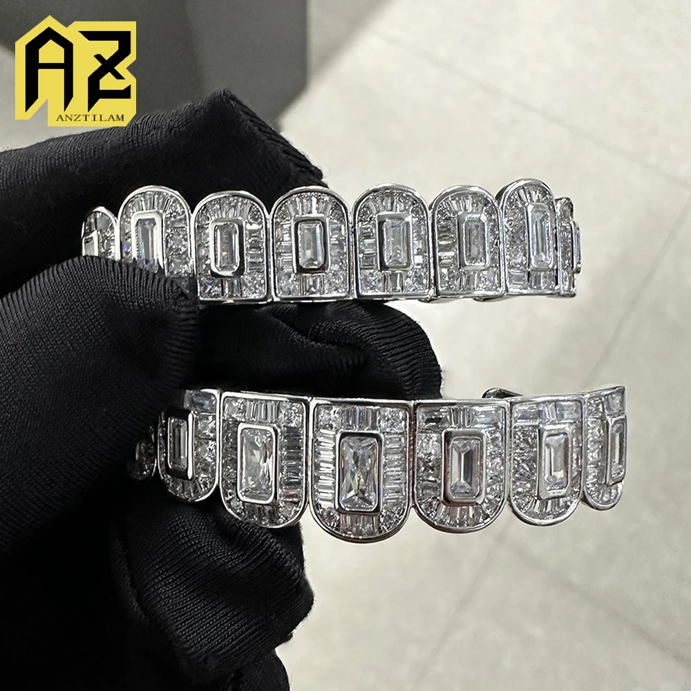 All Baguettes Iced Out Grillz Gold Silver Color Grills Tooth Jewelry For Men Women Caps Goth Fashion Jewelry Free Ship