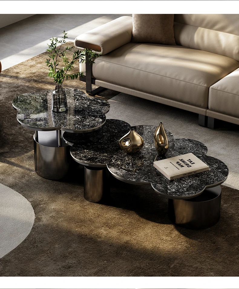 

Light Luxury Stone Plate Coffee Table Modern Minimalist