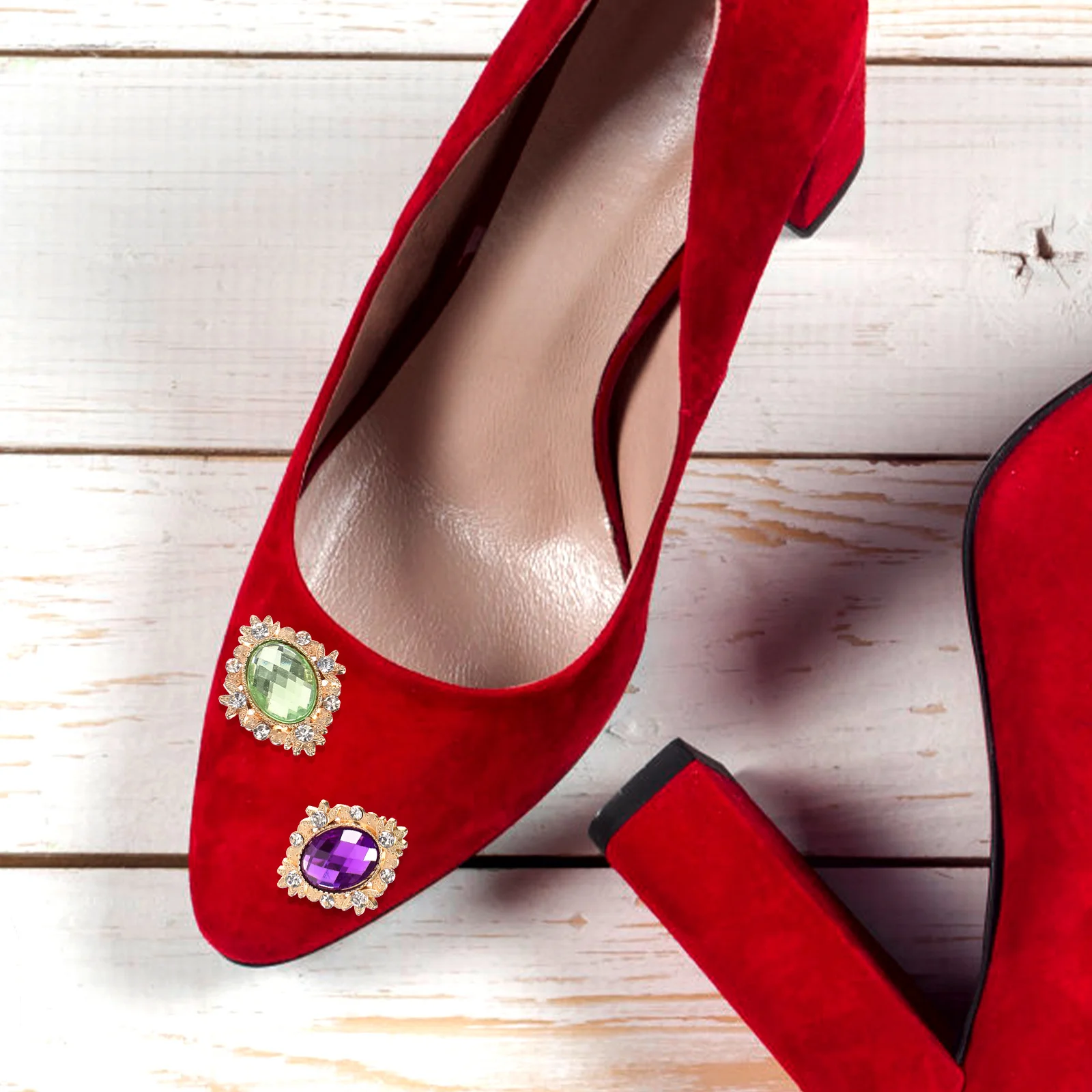 

6pcs Gemstone Shoe Buckle Accessories Rhinestone Clips For Pumps Flats Heels Bridal Wedding Party Gift Women Shoe Decor