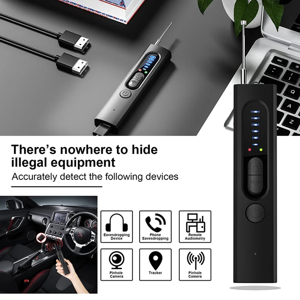 Hidden Camera Detector Anti-Spy Car GPS Tracker Listening Device Bug RF Wireless All Signal Scanner Gadget Security Protection