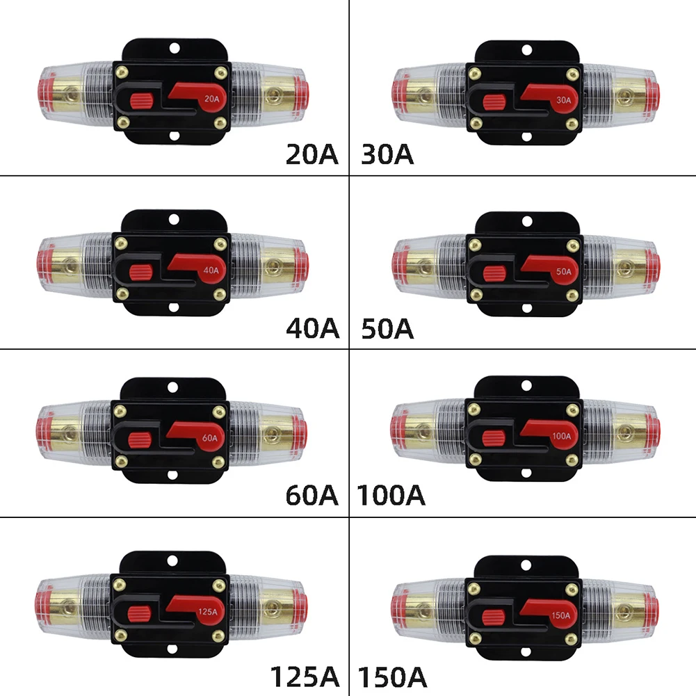 Auto Inline Fuse Breaker With Wire Lug And Heat Shrink Tube 12V-24V DC Manual Reset Circuit Breaker Audio Inline Circuit Breaker