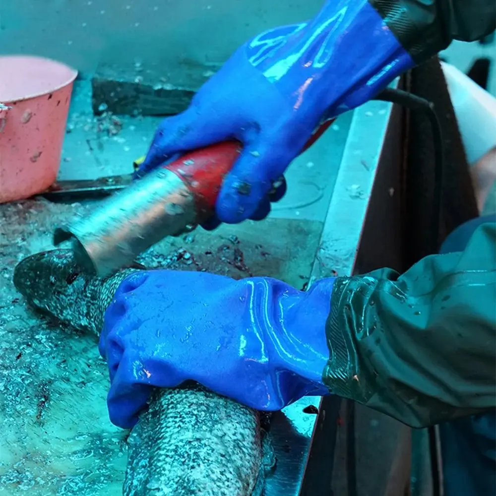 

1Pair 70cm Rubber Gloves Long Thickened Aquatic Industry Gloves with Arm Guards Oil-Resistant Fishery Work Gloves