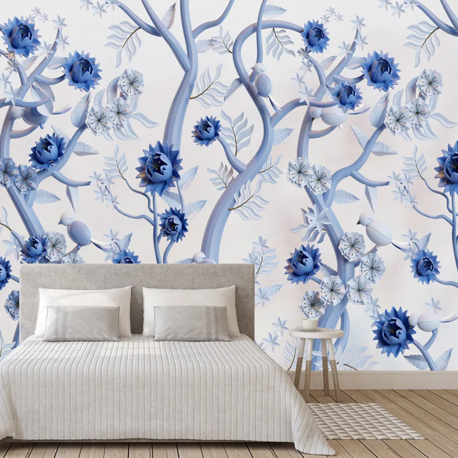 10+ Waterproof Botanical Floral Branch Painting,Self Adhesive Optional,Wallpaper Decor for Living Room Girls TV Walls Renovation